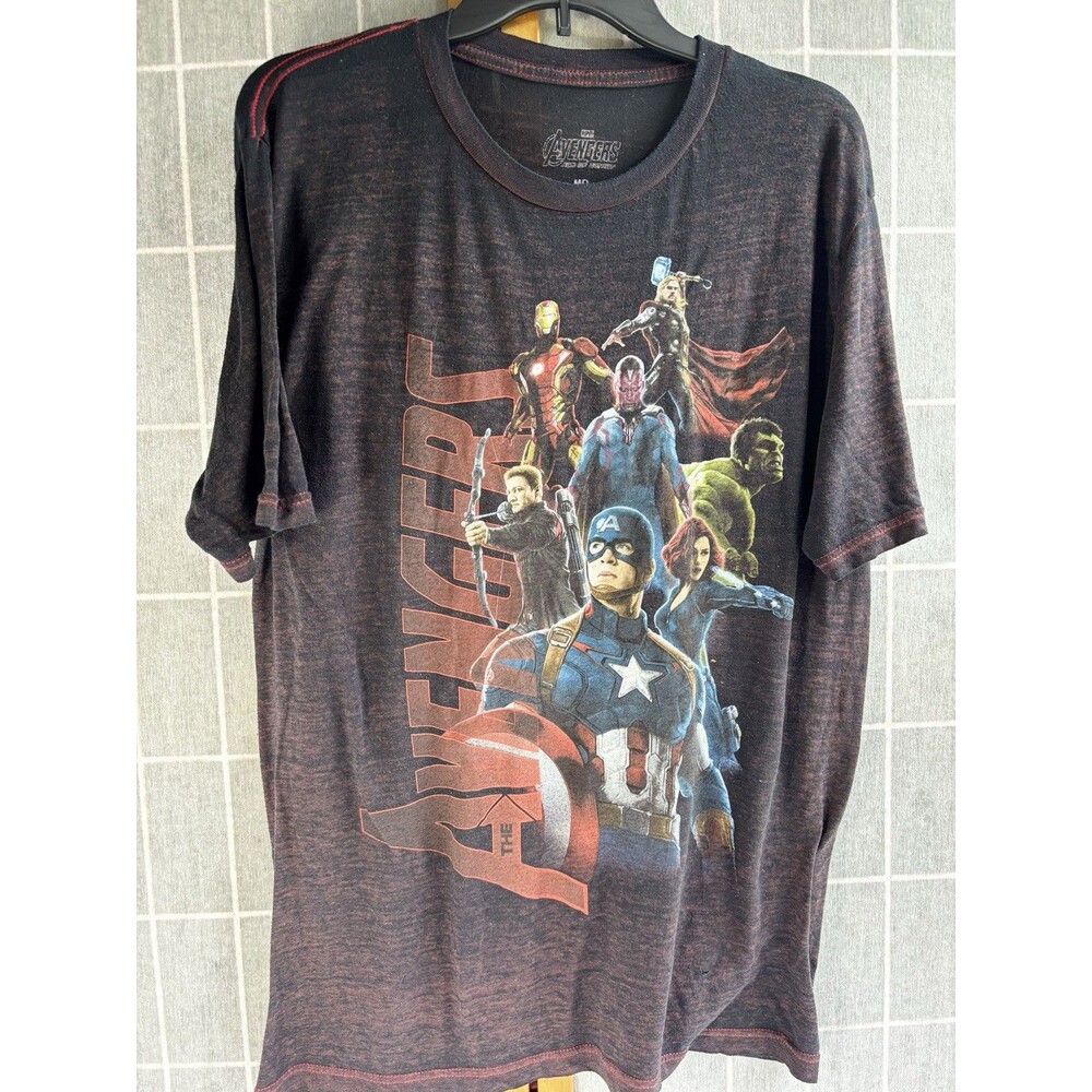 Marvel Avengers Age of Ultron Shirt Size Med Burnout Sheer Red Captain America +